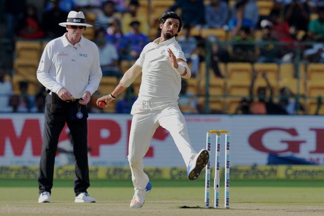 Indian bowler Ishant Sharma bowls during the second day of one-off Test against Afghanistan. (AFP) Indian bowler Ishant Sharma bowls during the second day of one-off Test against Afghanistan. (AFP)