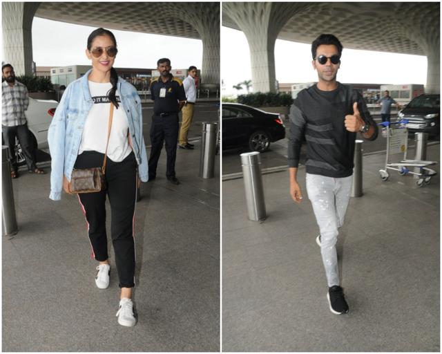Manisha Koirala and Rajkummar Rao at the airport. Manisha Koirala and Rajkummar Rao at the airport.