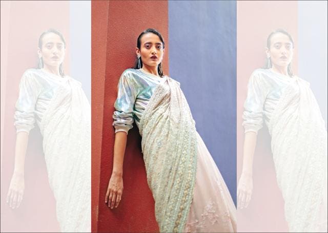 Sari, Tarun Tahiliani; sweatshirt, NorBlack NorWhite;jewellery, Amrapali (Farhan Hussain) Sari, Tarun Tahiliani; sweatshirt, NorBlack NorWhite;jewellery, Amrapali (Farhan Hussain)