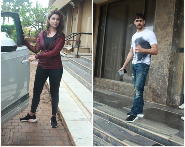 Parineeti Chopra and Sidharth Malhotra at hotel Juhu. Parineeti Chopra and Sidharth Malhotra at hotel Juhu.