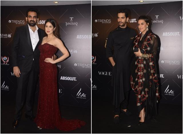 Zaheer Khan with Sagarika Ghatge and Angad Bedi with Neha Dhupia at the Vogue Beauty Awards. (Viral Bhayani) Zaheer Khan with Sagarika Ghatge and Angad Bedi with Neha Dhupia at the Vogue Beauty Awards. (Viral Bhayani)