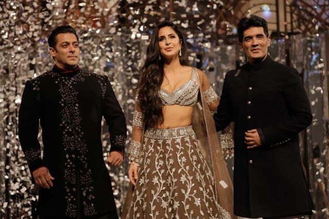 Salman Khan and Katrina Kaif with Manish Malhotra. (Viral Bhayani) Salman Khan and Katrina Kaif with Manish Malhotra. (Viral Bhayani)