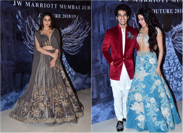 Sara Ali Khan, Ishaan Khatter and Janhvi Kapoor at Manish Malhotra’s show. (Viral Bhayani) Sara Ali Khan, Ishaan Khatter and Janhvi Kapoor at Manish Malhotra’s show. (Viral Bhayani)