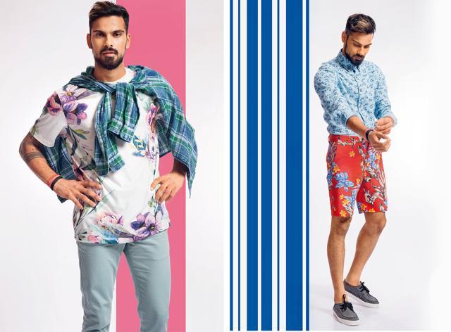 (From left) Mayank’s knotted shirts around the neck are not last century. They spell casual cool, and also help shoulders look broader. (T-Shirt, Forever 21; checked shirt, Jack & Jones; chinos, Zara; shoes, Vans) And his floral pants with a printed shirt? Break rules to stand out in them! (Shirt, United Colors of Benetton; shorts, Forever 21, sneakers, Vans) (Subi Samuel) (From left) Mayank’s knotted shirts around the neck are not last century. They spell casual cool, and also help shoulders look broader. (T-Shirt, Forever 21; checked shirt, Jack & Jones; chinos, Zara; shoes, Vans) And his floral pants with a printed shirt? Break rules to stand out in them! (Shirt, United Colors of Benetton; shorts, Forever 21, sneakers, Vans) (Subi Samuel)