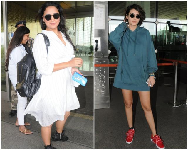 Lara Dutta and Mandana Karimi at the airport in the morning. Lara Dutta and Mandana Karimi at the airport in the morning.