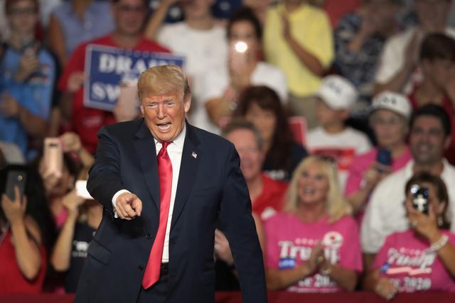 President Donald Trump speaks at a rally to show support for Ohio Republican congressional candidate Troy Balderson on August 4, 2018 in Lewis Center, Ohio. (AFP) President Donald Trump speaks at a rally to show support for Ohio Republican congressional candidate Troy Balderson on August 4, 2018 in Lewis Center, Ohio. (AFP)
