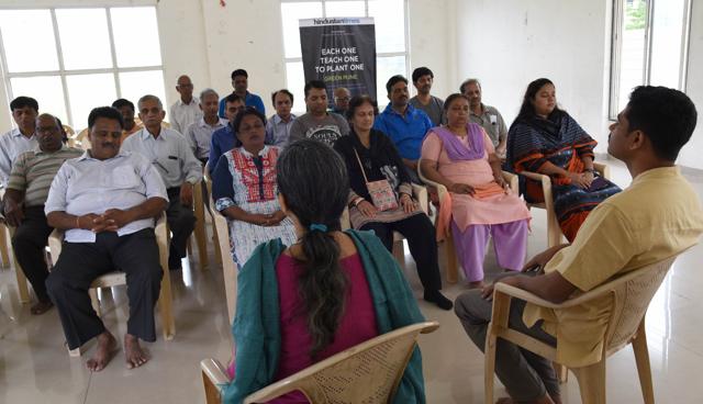 A meditation session was also organised at the Royal Casa housing society on Sunday for residents. (HT PHOTO) A meditation session was also organised at the Royal Casa housing society on Sunday for residents. (HT PHOTO)
