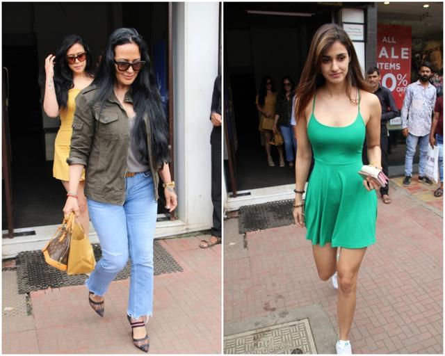 Disha Patani spotted with Tiger Shroff’s mother Ayesha and sister Krishna at Bastian in Bandra. Disha Patani spotted with Tiger Shroff’s mother Ayesha and sister Krishna at Bastian in Bandra.