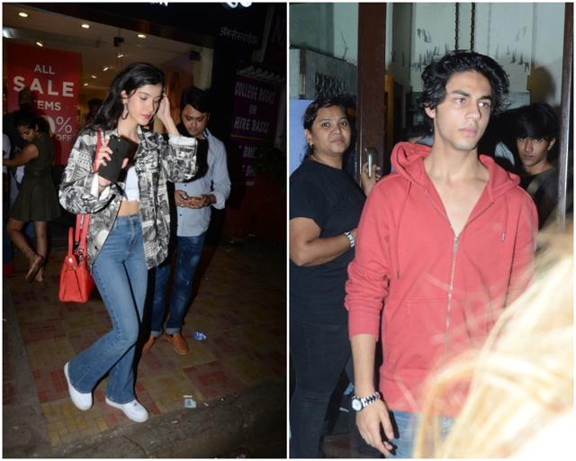 Shanaya Kapoor and Aryan Khan at the Friendship Day celebrations. Shanaya Kapoor and Aryan Khan at the Friendship Day celebrations.