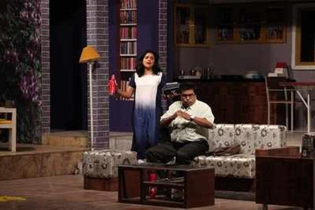 Bhargavi and Nikhil Ratnaparkhi in a still from the play