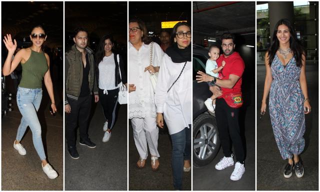 Rakul Preet, Ishita Dutta and Vatsal Sheth, Karisma with mother Babita, Manish Paul and Amyra Dastur were all seen at the Mumbai airport. Rakul Preet, Ishita Dutta and Vatsal Sheth, Karisma with mother Babita, Manish Paul and Amyra Dastur were all seen at the Mumbai airport.