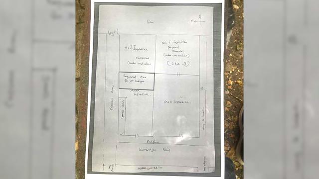A sketch submitted by DMK in the Madras High Court describing the spot for Karunanidhi’s burial (HT Photo) A sketch submitted by DMK in the Madras High Court describing the spot for Karunanidhi’s burial (HT Photo)