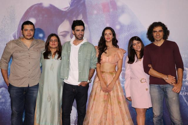 Imtiaz Ali and Ekta Kapoor with the lead star cast of Laila Majnu (Avinash Tiwary and Tripti Dimri) at its trailer launch.