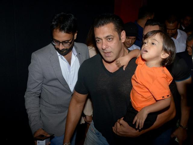 Bollywood actor Salman Khan arrives for film Loveratri trailer launch, in New Delhi on Monday. (PTI) Bollywood actor Salman Khan arrives for film Loveratri trailer launch, in New Delhi on Monday. (PTI)