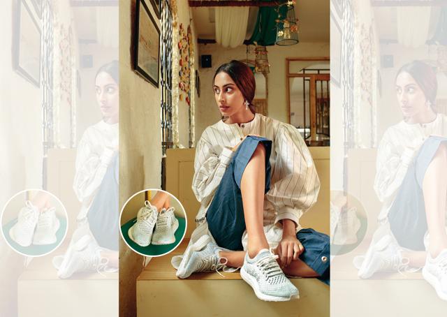 Dress and pants, Rara Avis; shoes, Adidas; jewellery, Swarovski (Farhan Hussain) Dress and pants, Rara Avis; shoes, Adidas; jewellery, Swarovski (Farhan Hussain)
