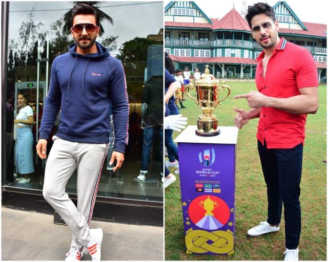 The debonaire club: Ranveer Singh snapped at Bandra after a Jack n Jones show while Sidharth Malhotra was seen attending the Rugby World Cup tour in Mumbai. The debonaire club: Ranveer Singh snapped at Bandra after a Jack n Jones show while Sidharth Malhotra was seen attending the Rugby World Cup tour in Mumbai.