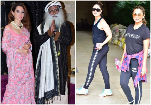 Kangana Ranaut was seen after her interaction with Sadhguru while Kareena, Amrita spotted at Otets Club, Bandra. Kangana Ranaut was seen after her interaction with Sadhguru while Kareena, Amrita spotted at Otets Club, Bandra.