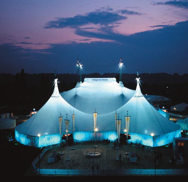 Cirque Du Soleil (French for Circus of the Sun) is known for its travelling big-top tents, its hit shows in Las Vegas, and its wild, over-the-top acrobatics. Cirque Du Soleil (French for Circus of the Sun) is known for its travelling big-top tents, its hit shows in Las Vegas, and its wild, over-the-top acrobatics.