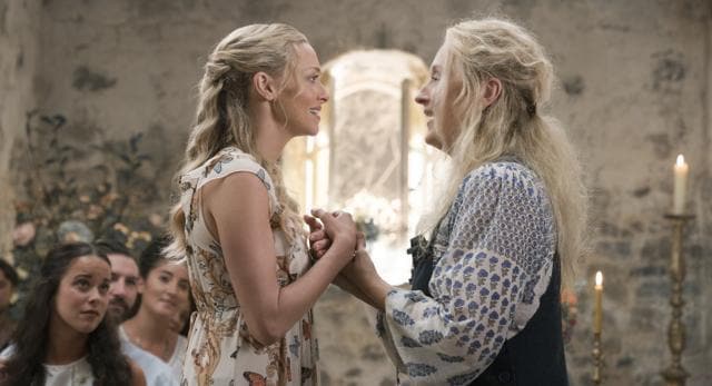 This image released by Universal Pictures shows Amanda Seyfried, left, and Meryl Streep in a scene from Mamma Mia! Here We Go Again. (AP)