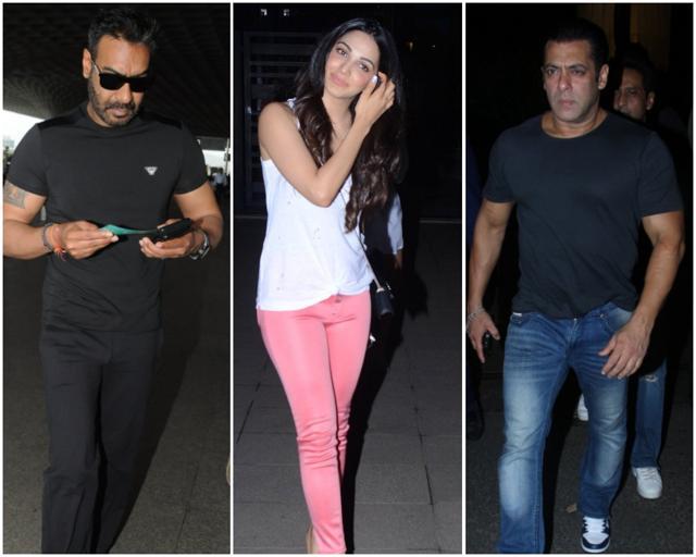 Ajay Devgn, Kiara Advani and Salman Khan were spotted at the airport. Ajay Devgn, Kiara Advani and Salman Khan were spotted at the airport.