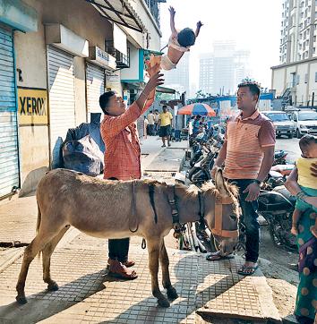 Selling donkey milk: Somnath JadhavI with his donkey Hansa on the streets of Mumbai. (Ritesh Uttamchandani) Selling donkey milk: Somnath JadhavI with his donkey Hansa on the streets of Mumbai. (Ritesh Uttamchandani)