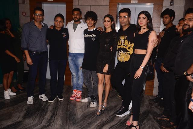 Janhvi Kapoor, Ishaan Khatter, producer Karan Johar and director Shashank Khiatan strike a pose. Also seen is Khushi Kapoor. Janhvi Kapoor, Ishaan Khatter, producer Karan Johar and director Shashank Khiatan strike a pose. Also seen is Khushi Kapoor.