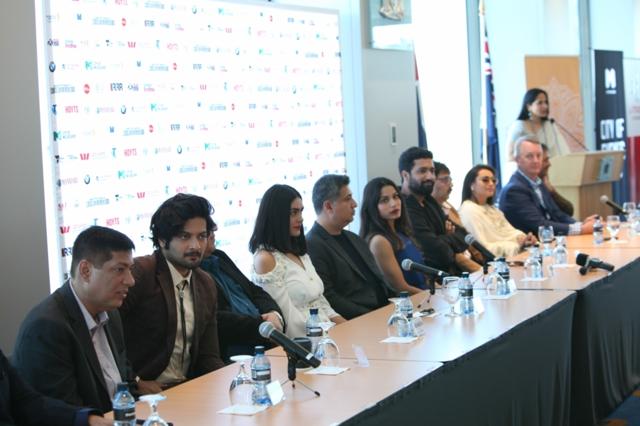Actors Ali Fazal, Vicky Kaushal and Rani Mukerji at the Indian Film Festival of Melbourne (IFFM) in Melbourne on Aug 10. (IANS)