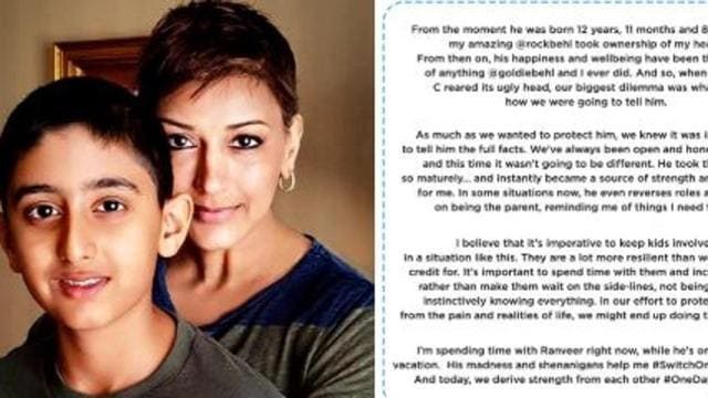 Sonali Bendre had revealed earlier that she had decided to share her diagnosis with son Ranveer.