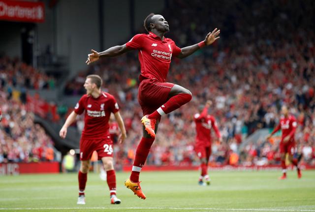 Liverpool's Sadio Mane celebrates scoring their third goal. (Action Images via Reuters) Liverpool's Sadio Mane celebrates scoring their third goal. (Action Images via Reuters)