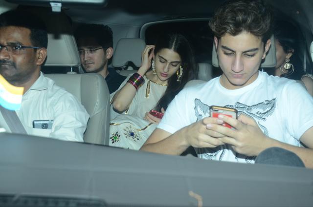 Sara Ali Khan snapped with brother Ibrahim at her birthday party in Mumbai Sara Ali Khan snapped with brother Ibrahim at her birthday party in Mumbai
