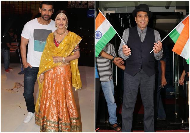 Stars from Satyameve Jayate and Yamla Pagla Deewana 3, John Abraham and Dharmendra promote their films. Stars from Satyameve Jayate and Yamla Pagla Deewana 3, John Abraham and Dharmendra promote their films.
