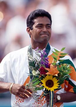 Leander Paes of India poses with the bronze medal after defeating Fernando Meligeni of Brazil (not in picture) in the Men's Singles Bronze Medal match in the tennis event at the Summer Olympic Games at the at the Stone Mountain Tennis Center in Atlanta, USA on August 3, 1996. (Popperfoto/Getty Images) Leander Paes of India poses with the bronze medal after defeating Fernando Meligeni of Brazil (not in picture) in the Men's Singles Bronze Medal match in the tennis event at the Summer Olympic Games at the at the Stone Mountain Tennis Center in Atlanta, USA on August 3, 1996. (Popperfoto/Getty Images)