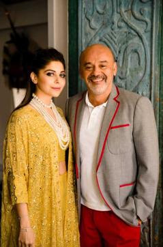 Kanika Kapoor (left) with Christian Louboutin Kanika Kapoor (left) with Christian Louboutin