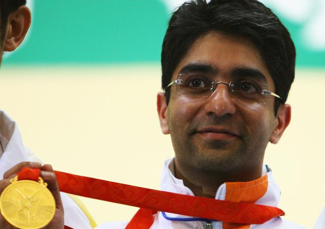 Abhinav Bindra of India poses with his gold medal in the Men's 10m Air Rifle Final at the Beijing Shooting Range Hall on day 3 of the Beijing 2008 Olympic Games on August 11, 2008 in Beijing. (Getty Images) Abhinav Bindra of India poses with his gold medal in the Men's 10m Air Rifle Final at the Beijing Shooting Range Hall on day 3 of the Beijing 2008 Olympic Games on August 11, 2008 in Beijing. (Getty Images)