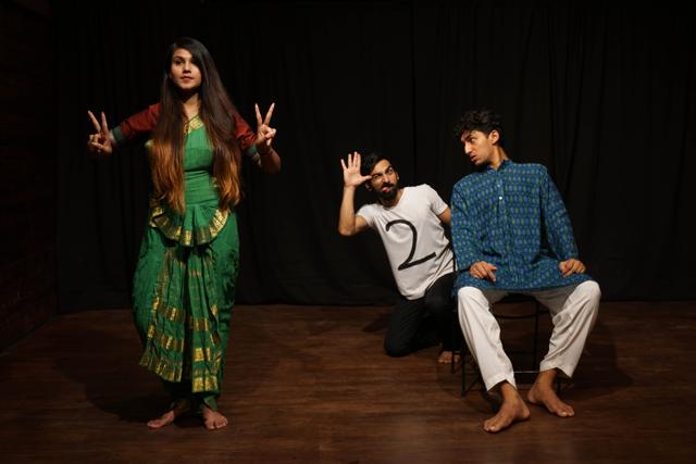 A scene from the play Two and Two, directed by Jalabala Vaidya and Vidur Mohan.