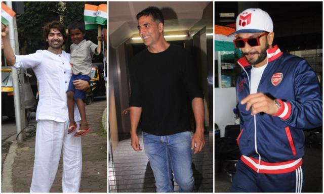 Gurmeet Chaudry, Akshay Kumar and Ranveer Singh had a busy day on Independence Day. Gurmeet Chaudry, Akshay Kumar and Ranveer Singh had a busy day on Independence Day.