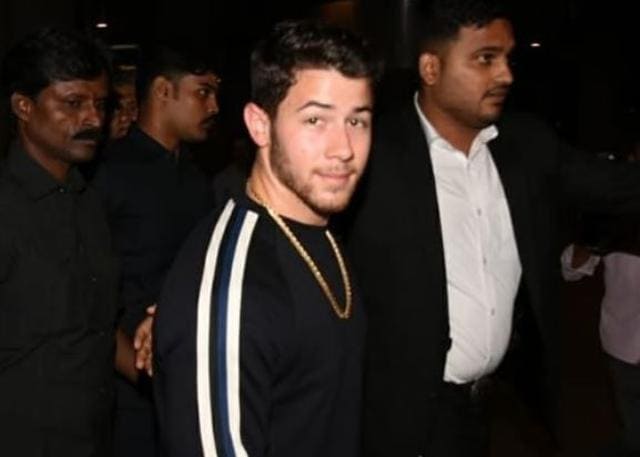 Nick Jonas at the Mumbai airport but Priyanka Chopra managed to give paparazzi a slip. (Viral Bhayani)