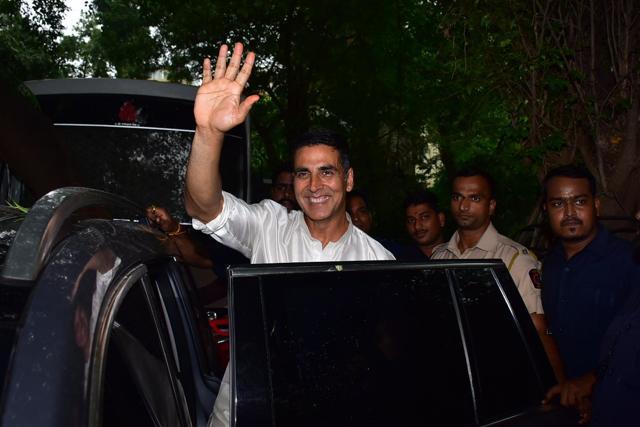 Akshay Kumar at an ad shoot in Bandra.