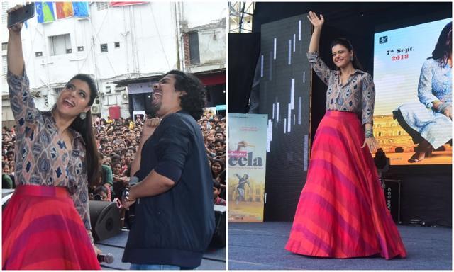 Kajol and Riddhi Sen take Helicopter Eela to Narsee Monjee and Mithibai colleges in Mumbai.