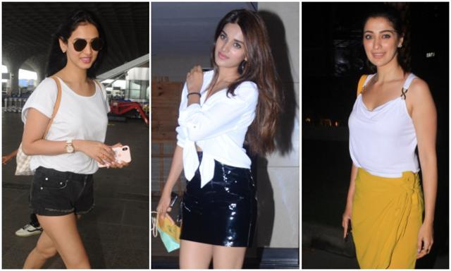 Beauties all of them: (From left) Sonal Chauhan was seen at the airport, Nidhi Agarwal in the Bandra area while South Indian actor Rai Lakshmi at Nara Thai at the Bandra Kurla Complex.