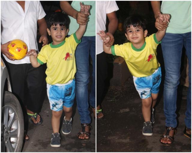 Tushar Kapoor’s son Lakshya is excited to see the camera when spotted in Bandra.