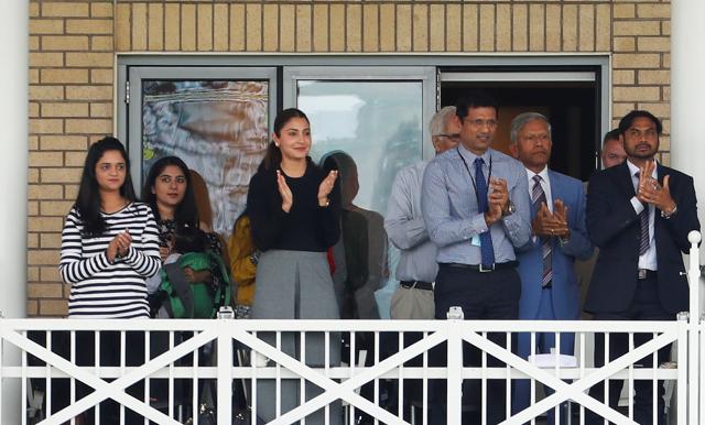 Anushka Sharma, wife of India's Virat Kohli, applauds from the stands. (REUTERS) Anushka Sharma, wife of India's Virat Kohli, applauds from the stands. (REUTERS)