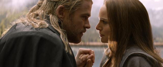 Marvel's Thor: The Dark World features Chris Hemsworth and Natalie Portman. Marvel's Thor: The Dark World features Chris Hemsworth and Natalie Portman.