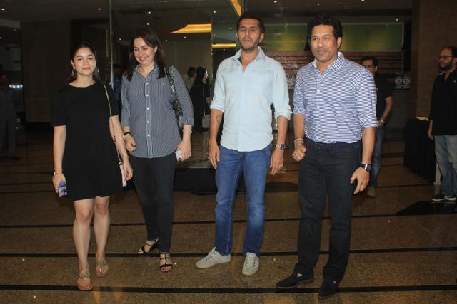 Sara Tendulkar with parents Sachin and Anjali at Gold screening in Mumbai. Also in the frame is Gold’s producer Ritesh Sidhwani.