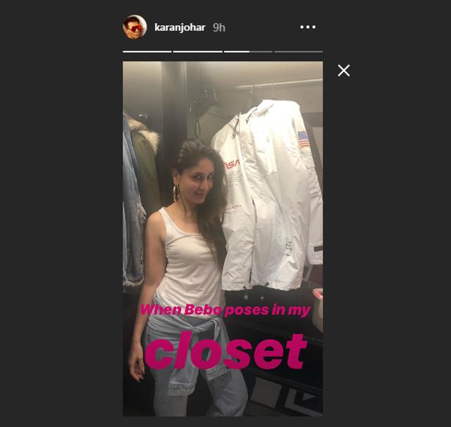 Karan Johar shared this picture of Kareena Kapoor as his Instagram story late on Wednesday. Karan Johar shared this picture of Kareena Kapoor as his Instagram story late on Wednesday.