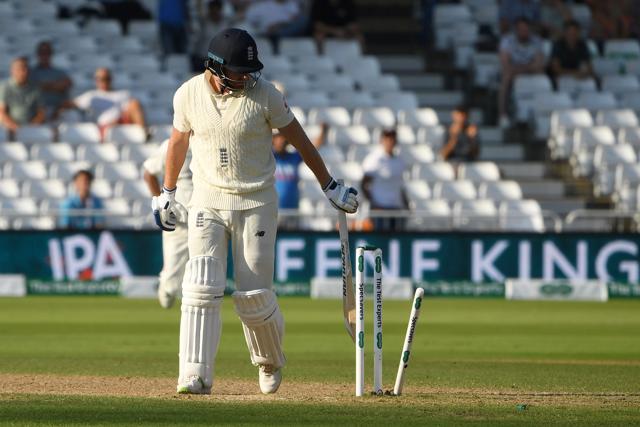 England's Jonny Bairstow is bowled by India's Jasprit Bumrah for a duck during the fourth day of the third Test cricket match between England and India at Trent Bridge in Nottingham, (AFP) England's Jonny Bairstow is bowled by India's Jasprit Bumrah for a duck during the fourth day of the third Test cricket match between England and India at Trent Bridge in Nottingham, (AFP)