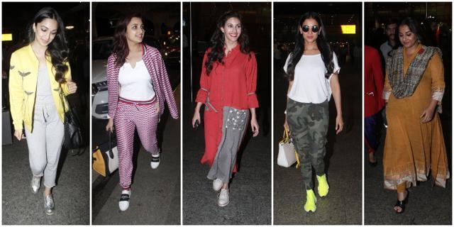 Sonal Chauhan, Amyra Dastur, Vidya Balan, Parineeti Chopra and Kiara Advani spotted at the Mumbai airport. Sonal Chauhan, Amyra Dastur, Vidya Balan, Parineeti Chopra and Kiara Advani spotted at the Mumbai airport.