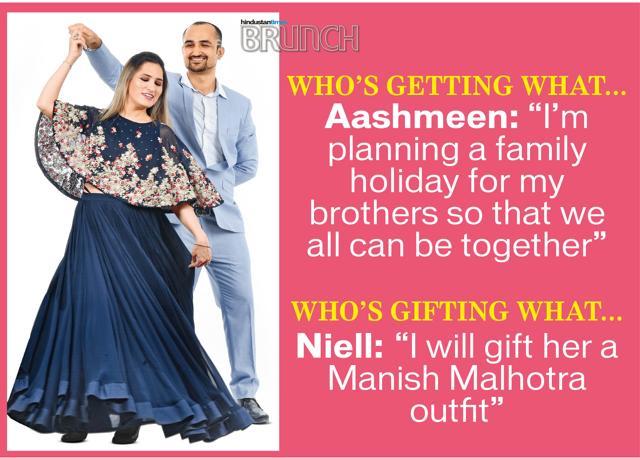 Aashmeen Munjaal and Neill Talwar prove that the family that works together, stays together. (On Aashmeen: Dress, Mauve Story; jewellery, Vishal Jewels. On Niell: Suit, Zara; shoes, Park Avenue) (Raj K Raj) Aashmeen Munjaal and Neill Talwar prove that the family that works together, stays together. (On Aashmeen: Dress, Mauve Story; jewellery, Vishal Jewels. On Niell: Suit, Zara; shoes, Park Avenue) (Raj K Raj)