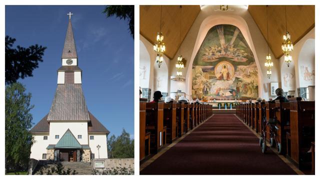 An exterior and interior view of the Church Of Rovaniemi. (Photos: Torvinen Aarno , Uutela Petri) An exterior and interior view of the Church Of Rovaniemi. (Photos: Torvinen Aarno , Uutela Petri)