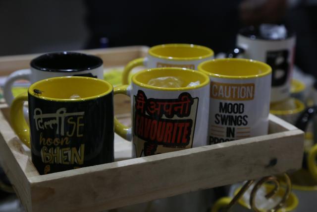 These mugs will uplift your mood as you sip tea or coffee, in office or at home. Price: 
₹250 per mug; Stall: H7B-8C. (PHOTO: AMAL KS/HT)